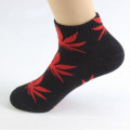 Men Socks Short Maple Leaf Athletic Weed Men Grass Black White Socks